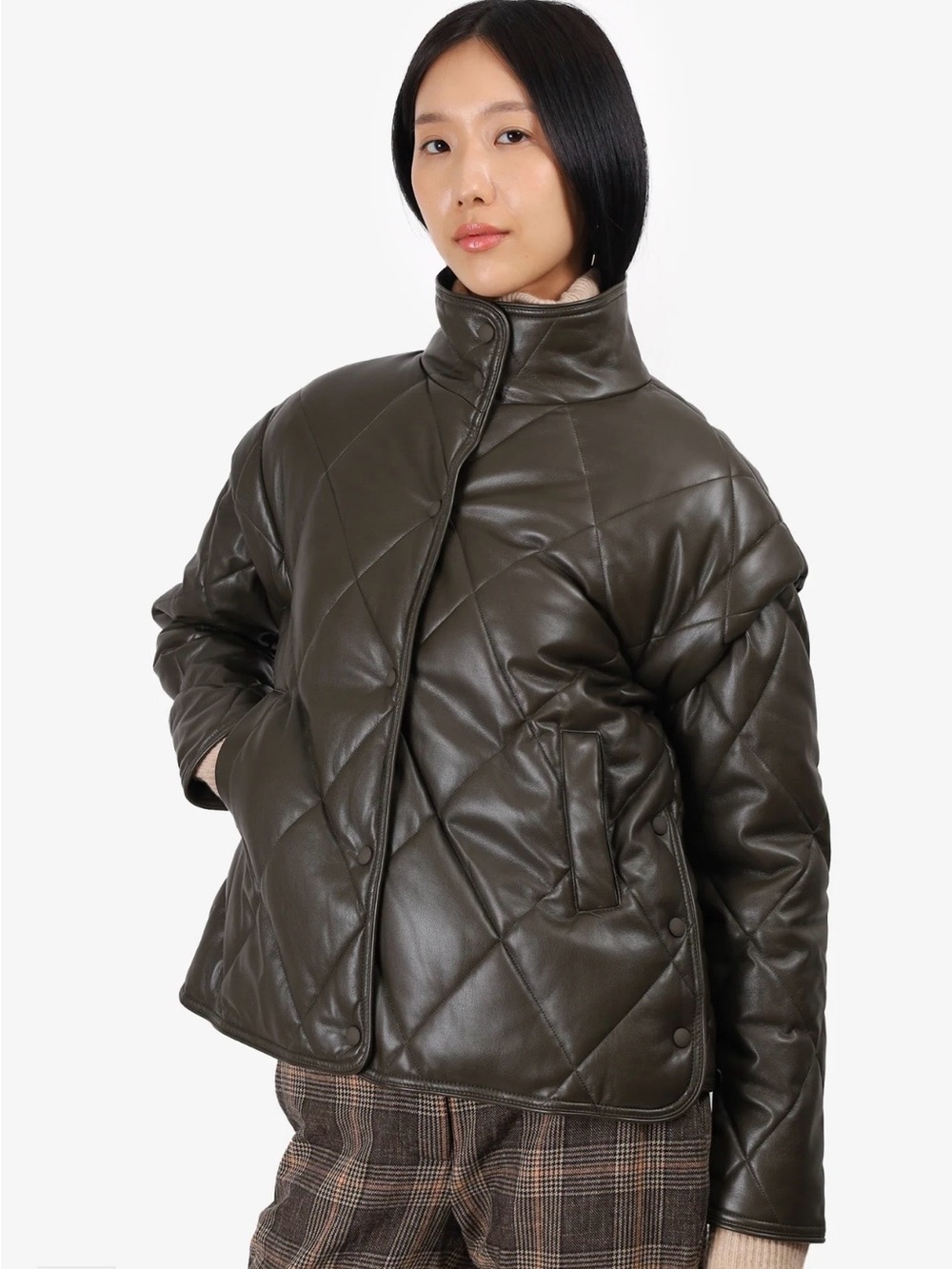 Apparis- Quilted Faux Leather Puffer Jacket